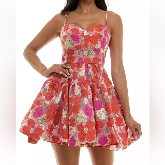 Violet Weekend Floral Jacquard Fit and Flare Dress Size 7/8. C8 - Picture 1 of 17